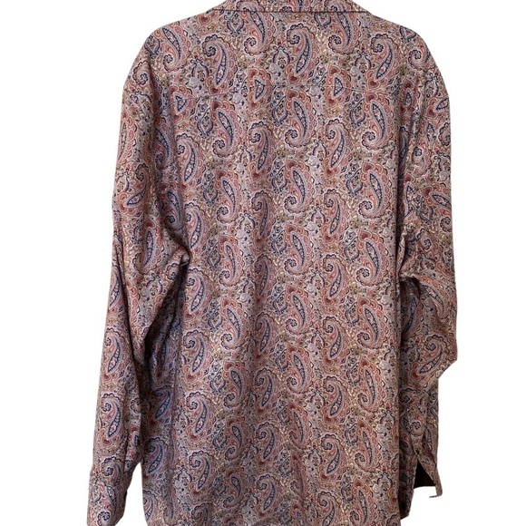 Daniel Hechter Paris Long Sleeve Button Down Shirt, Pink Orange Blue Paisley - Picture 4 of 13